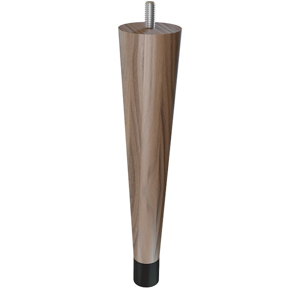 Designs Of Distinction 9" Round Tapered Leg with bolt and 1" Flat Black Ferrule - Walnut 01240009WLWR6 - main